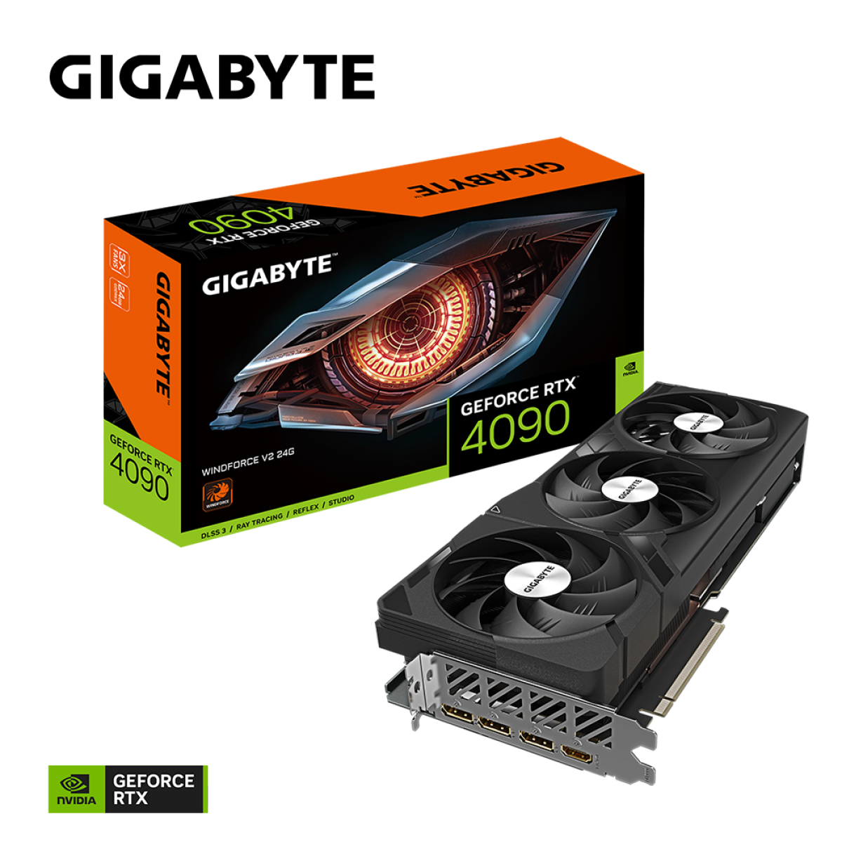 Placa De Vídeo Gigabyte NVIDIA GeForce RTX 4090 Windforce V2, 24GB, GDDR6X, DLSS, Ray Tracing, GV-N4090WF3V2-24GD