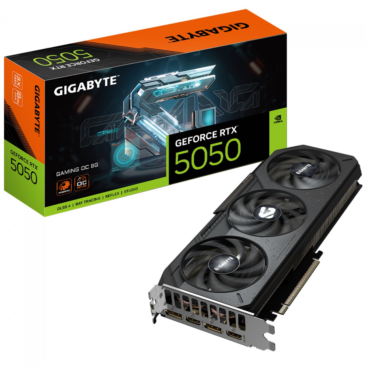 Placa de Vídeo Gigabyte NVIDIA GeForce RTX 5050 Gaming OC, 8GB, GDDR6, DLSS, Ray Tracing, GV-N5050GAMING OC-8GD