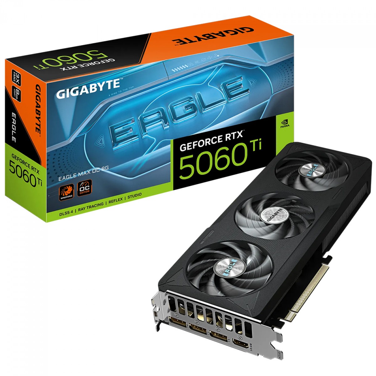 Placa de Vídeo Gigabyte NVIDIA GeForce RTX 5060 Ti Eagle Max OC, 8GB, GDDR7, DLSS, Ray Tracing, GV-N506TEAGLEMAX OC-8GD 1.0