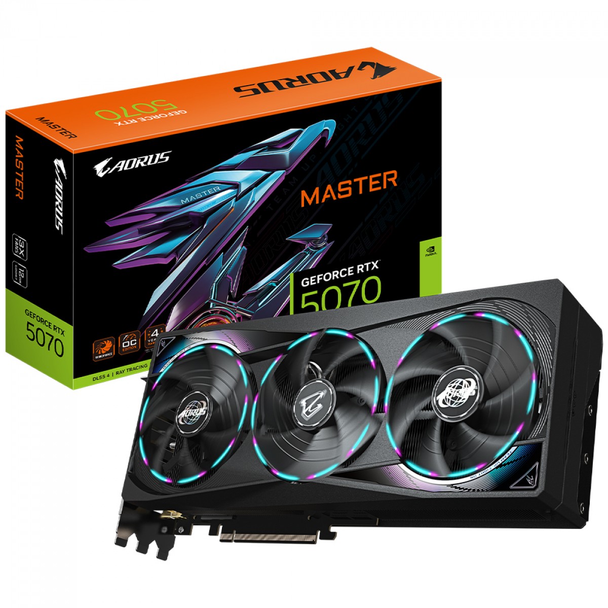 Placa de Vídeo Gigabyte NVIDIA GeForce RTX 5070 Aorus Master, 12GB, GDDR7, DLSS, Ray Tracing, GV-N5070AORUS M-12GD