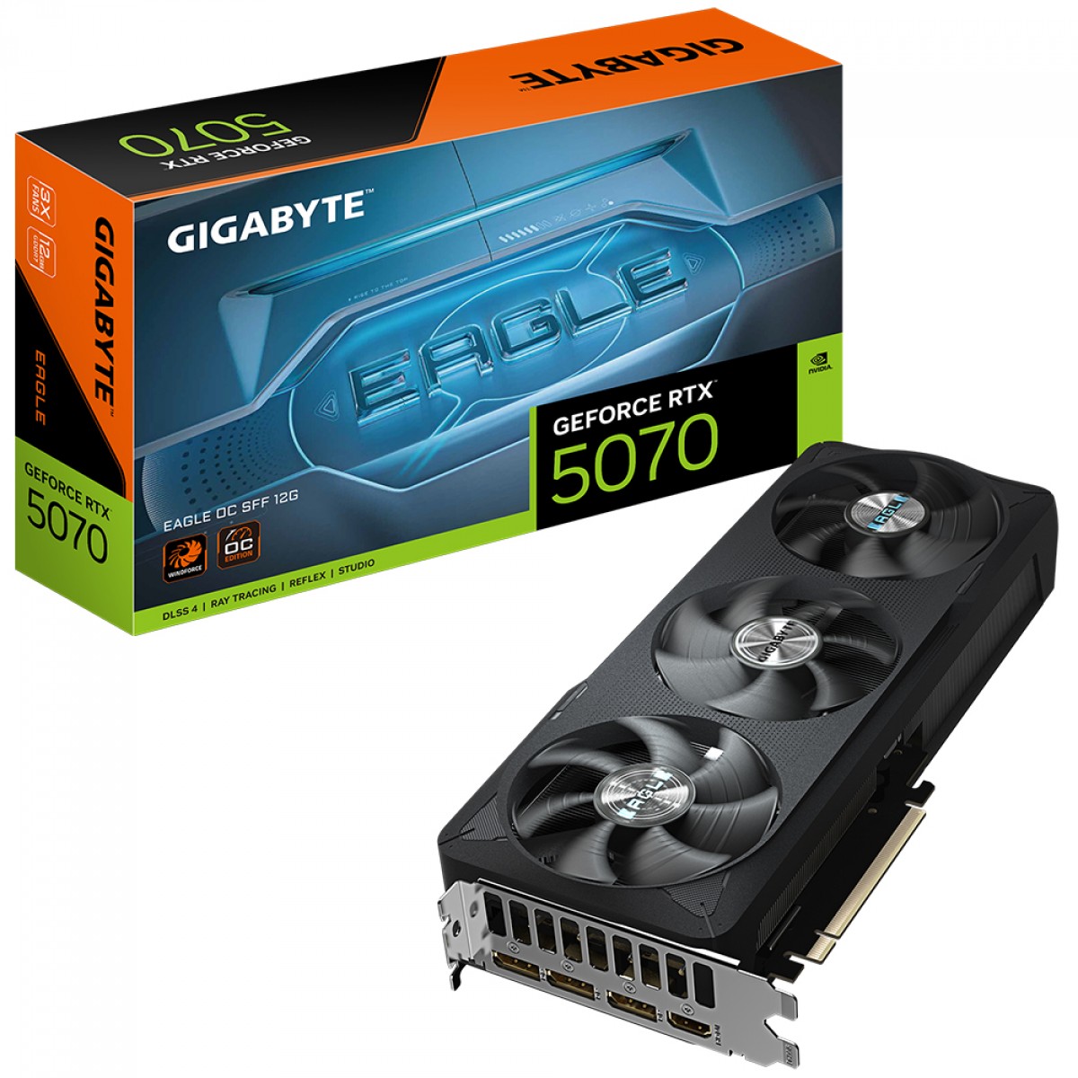 Placa de Vídeo Gigabyte NVIDIA GeForce RTX 5070 Eagle OC SFF, 12GB, GDDR7, DLSS, Ray Tracing, GV-N5070EAGLE OC-12GD