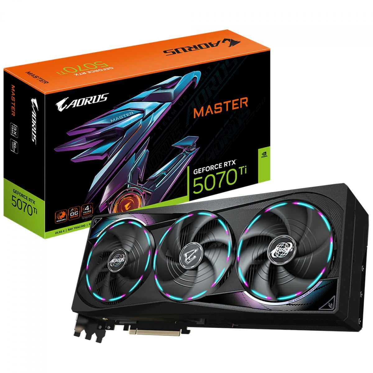 Placa de Vídeo Gigabyte NVIDIA GeForce RTX 5070 Ti Aorus Master, 16GB, GDDR7, DLSS, Ray Tracing, GV-N507TAORUS M-16GD