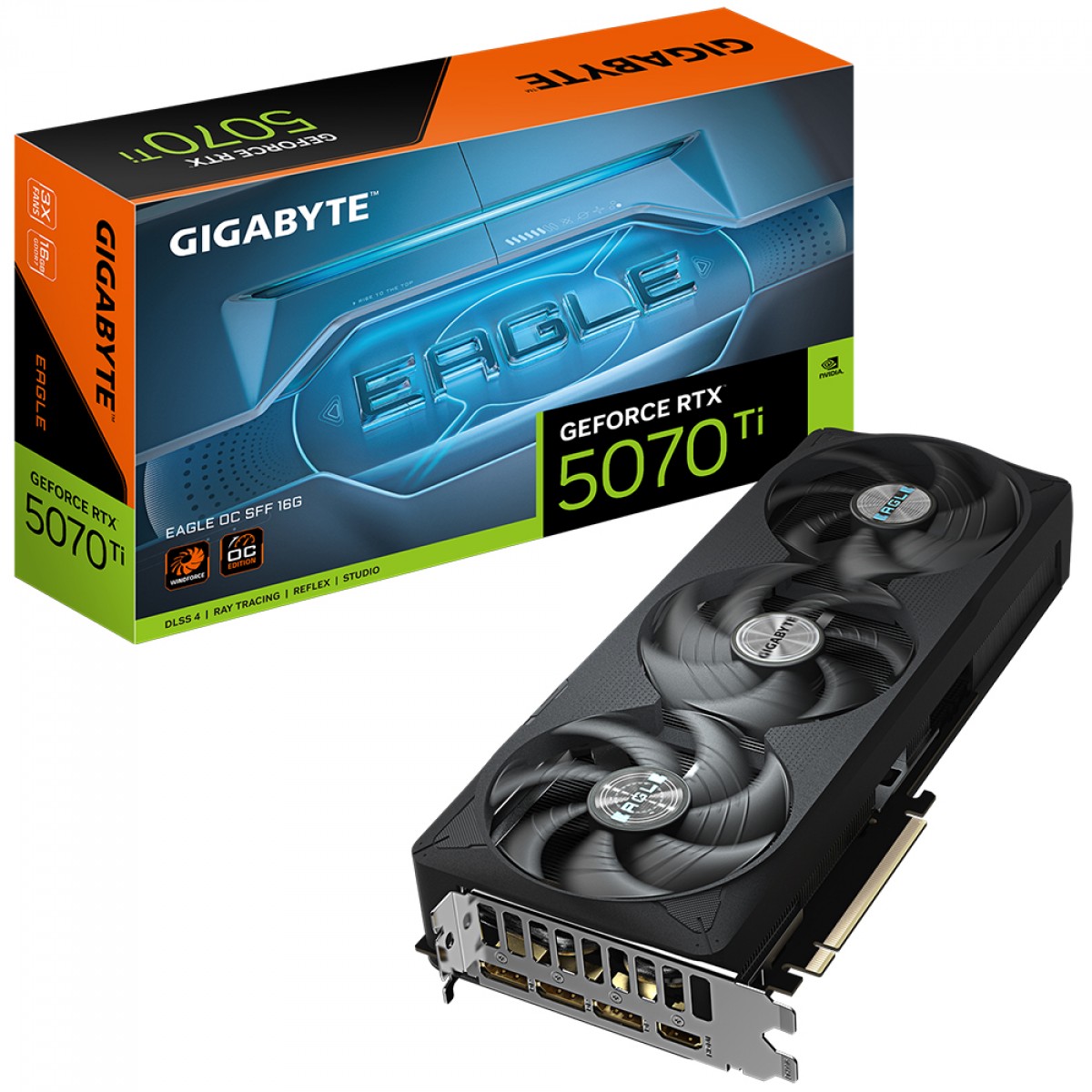 Placa de Vídeo Gigabyte NVIDIA GeForce RTX 5070 Ti Eagle OC SFF, 16GB, GDDR7, DLSS, Ray Tracing, GV-N507TEAGLE OC-16GD