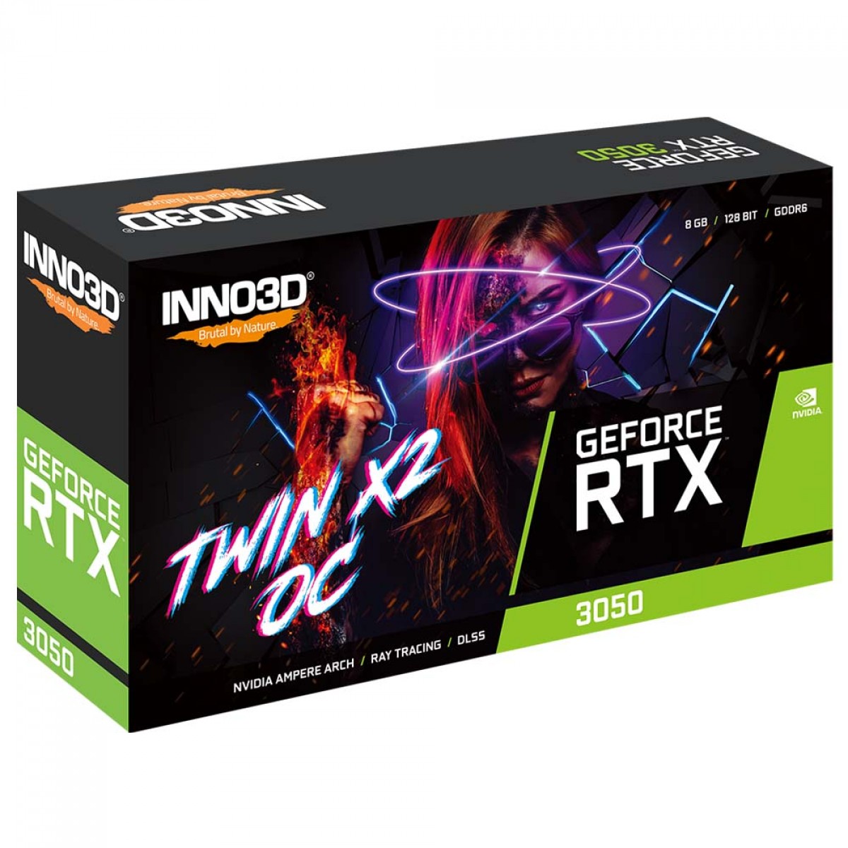 Placa de Vídeo INNO3D GeForce RTX 3050 TWIN X2 OC, 8GB, GDDR6, DLSS, Ray Tracing, N30502-08D6X-1711VA41