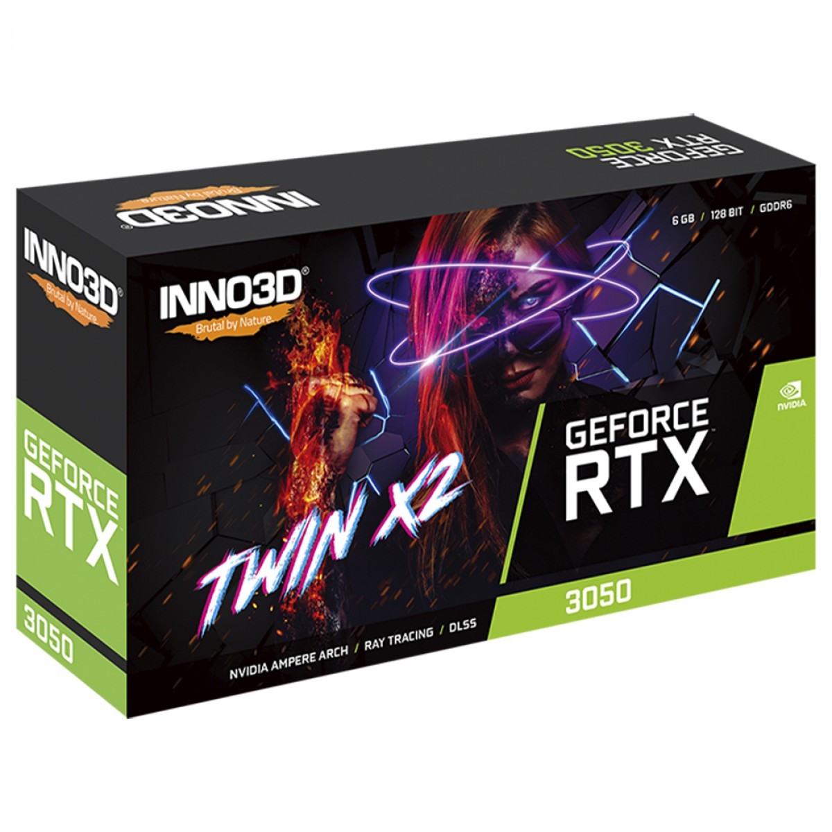 Placa de Vídeo INNO3D GeForce RTX 3050 TWIN X2 V2, 6GB, GDDR6, DLSS, Ray Tracing, N30502-06D6-1880VA60