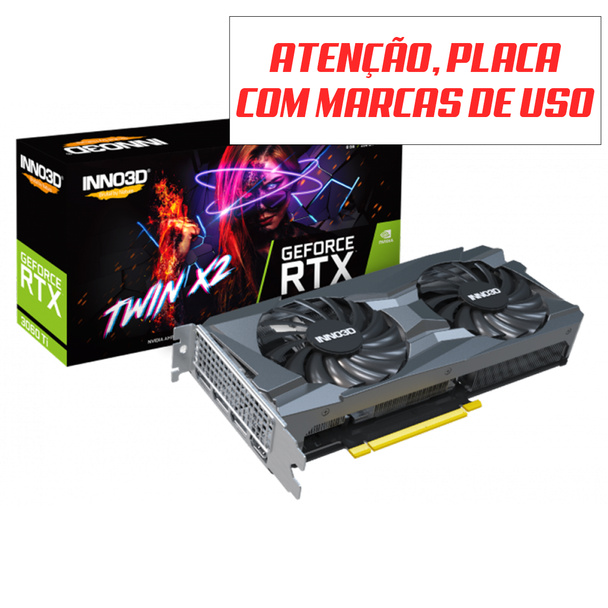 Placa de Vídeo INNO3D GeForce RTX 3060 Ti TWIN X2 LHR, 8GB, GDDR6, DLSS, Ray Tracing, N306T2-08D6-119032DH - Open Box - MARCAS DE USO