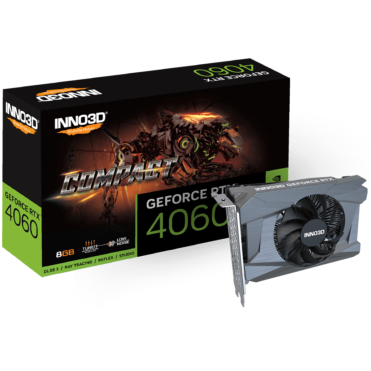 Placa de Video INNO3D NVIDIA GeForce RTX 4060 COMPACT, 8GB, GDDR6, DLSS, Ray Tracing, N40601-08D6-173050N
