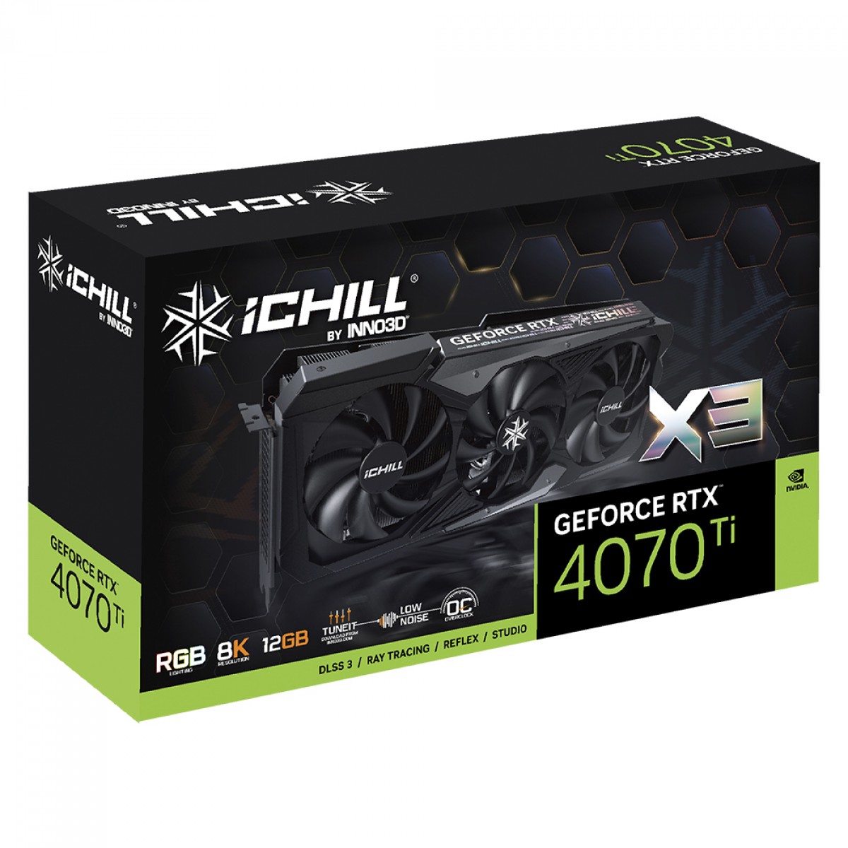 Placa de Video INNO3D NVIDIA GeForce RTX 4070 Ti ICHILL X3, 12GB, GDDR6X, DLSS, Ray Tracing, C407T3-126XX-186148H