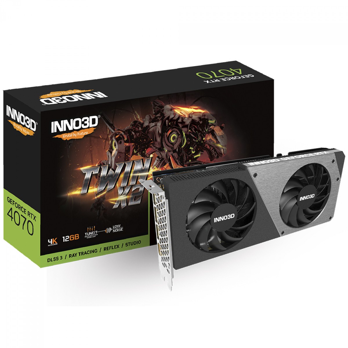 Placa De Vídeo Inno3d Nvidia Geforce Rtx 4070 Twin X2 12gb Gddr6x Dlss Ray Tracing N40702 1869