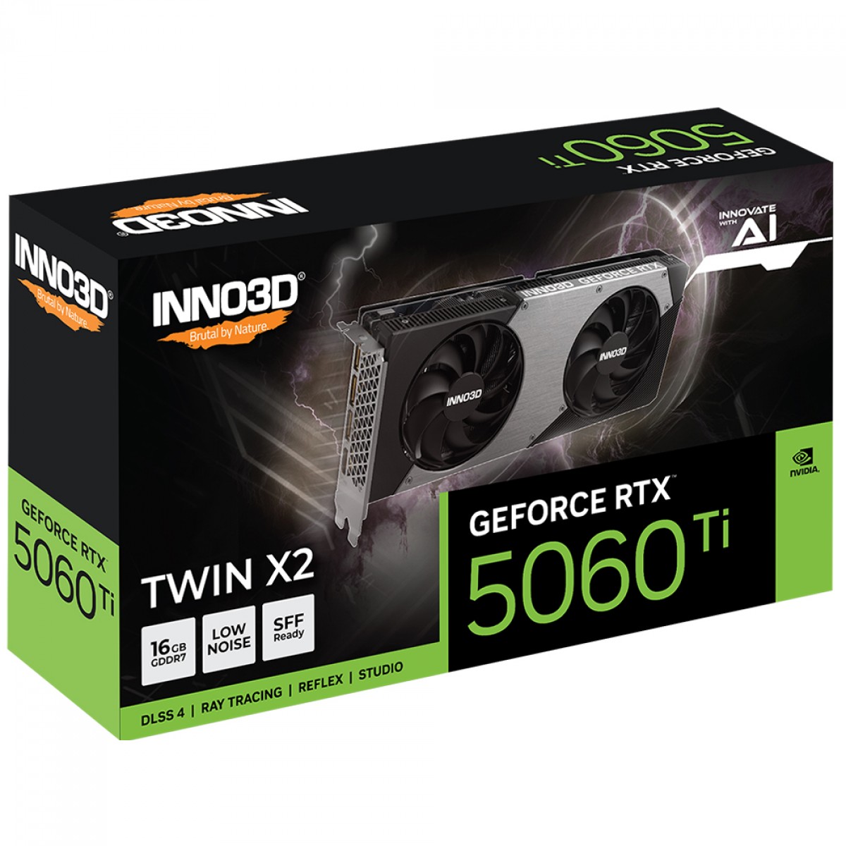 Placa de Vídeo INNO3D NVIDIA GeForce RTX 5060 Ti TWIN X2, 16GB, GDDR7, DLSS, Ray Tracing, N506T2-16D7-191073N