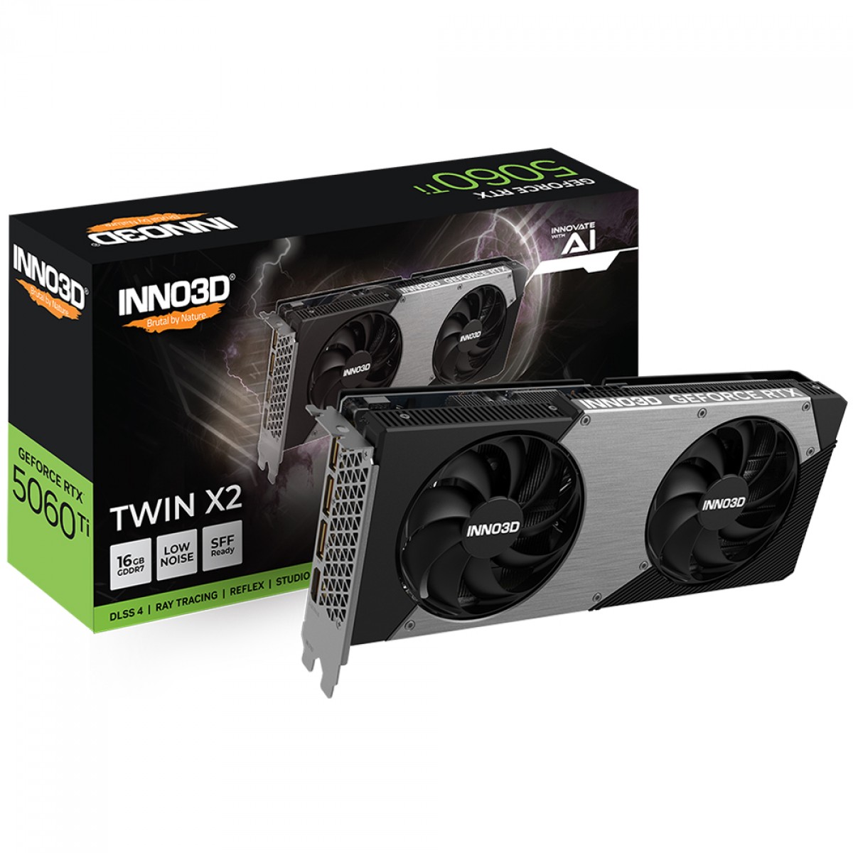 Placa de Vídeo INNO3D NVIDIA GeForce RTX 5060 Ti TWIN X2, 16GB, GDDR7, DLSS, Ray Tracing, N506T2-16D7-191073N