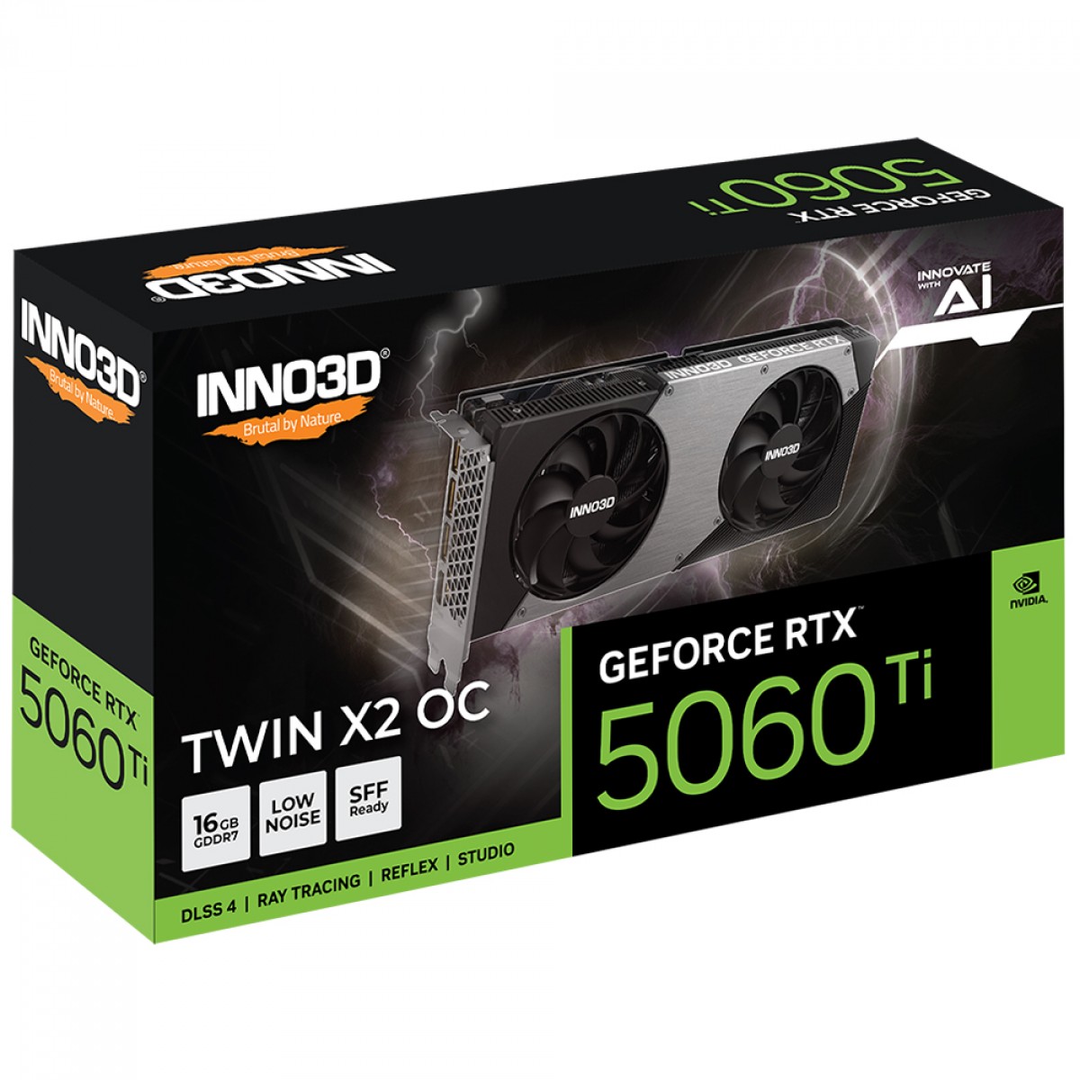 Placa de Vídeo INNO3D NVIDIA GeForce RTX 5060 Ti TWIN X2 OC, 16GB, GDDR7, DLSS, Ray Tracing, N506T2-16D7X-191073N