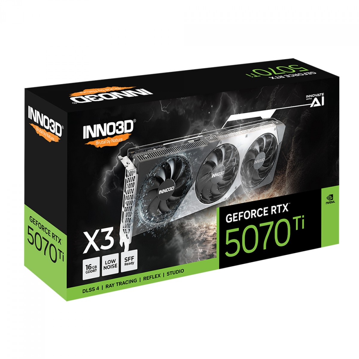 Placa de Vídeo INNO3D NVIDIA GeForce RTX 5070 Ti X3, 16GB, GDDR7, DLSS, Ray Tracing, N507T3-16D7-176068N