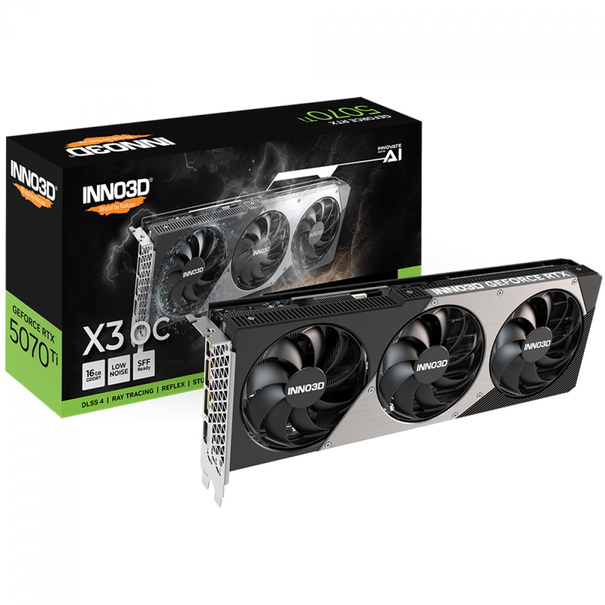 Placa de Vídeo INNO3D NVIDIA GeForce RTX 5070 Ti X3 OC, 16GB, GDDR7, DLSS, Ray Tracing, N507T3-16D7X-176068N