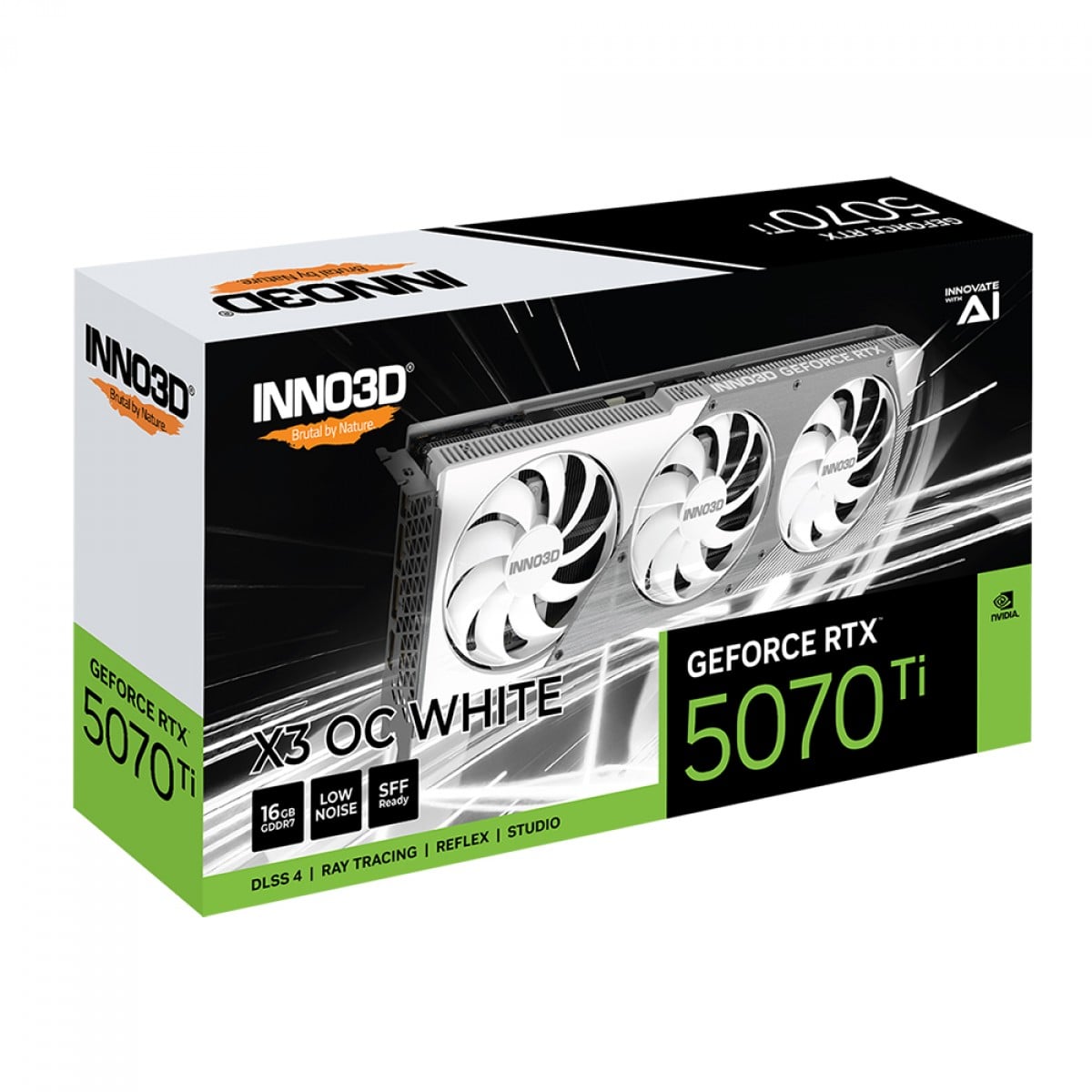 Placa de Vídeo INNO3D NVIDIA GeForce RTX 5070 Ti X3 OC White, 16GB, GDDR7, DLSS, Ray Tracing, N507T3-16D7X-176068W
