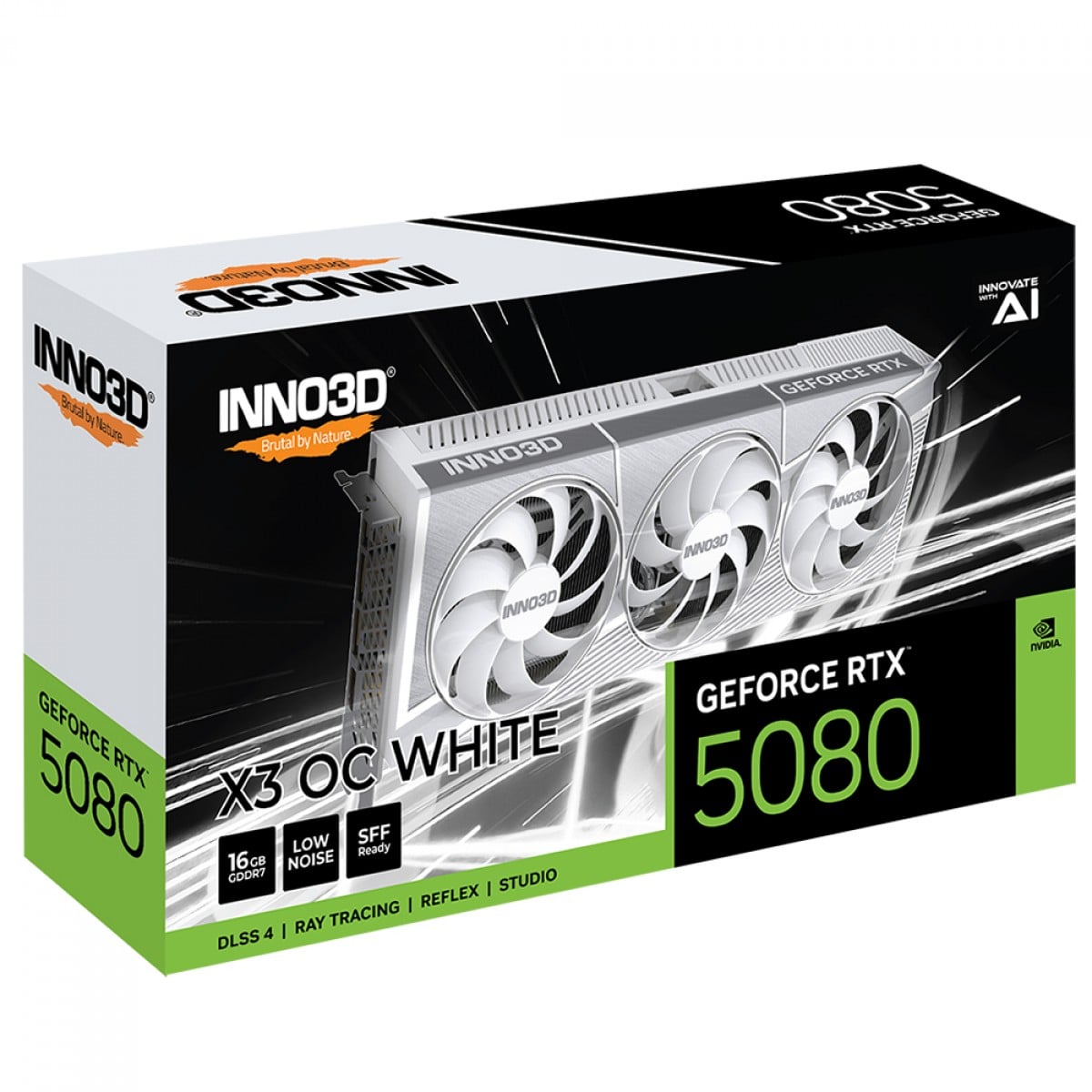 Placa de Vídeo INNO3D NVIDIA GeForce RTX 5080 X3 OC White, 16GB, GDDR7, DLSS, Ray Tracing, N50803-16D7X-17605211