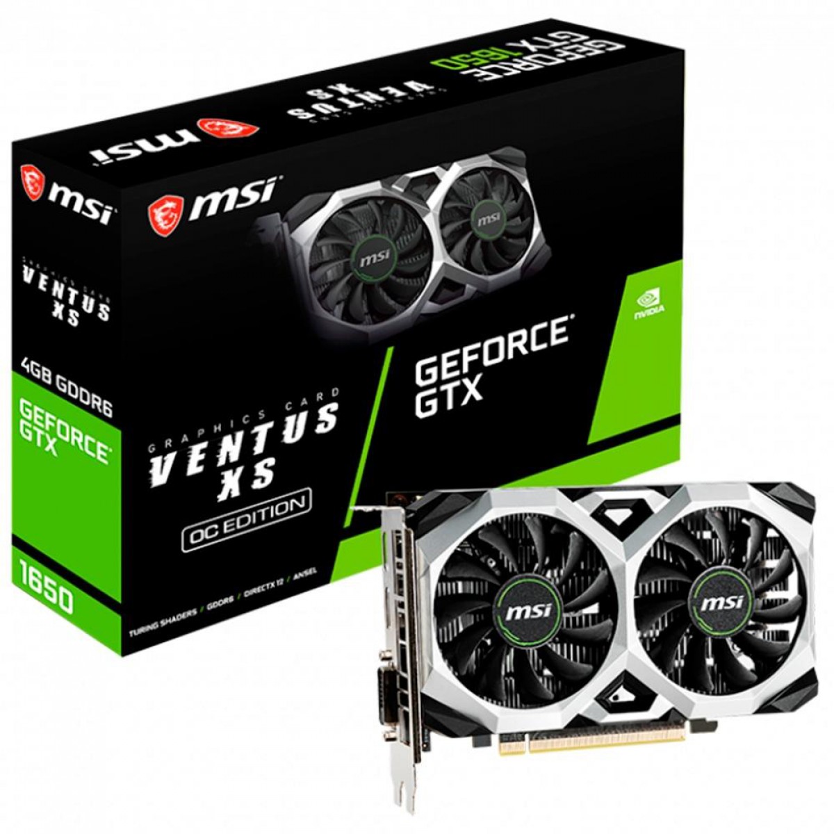 Placa de Vídeo MSI GeForce GTX 1650 D6 Ventus XS OCV1, 4GB GDDR6, 128Bit, 912-V809-4057