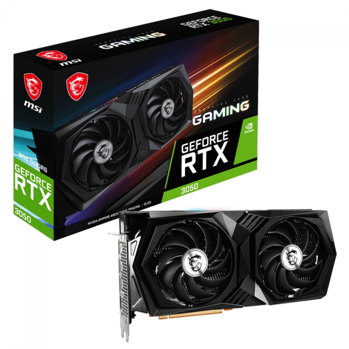 Placa de Vídeo MSI NVIDIA GeForce RTX 3050 Gaming, 8GB, GDDR6, DLSS, Ray Tracing