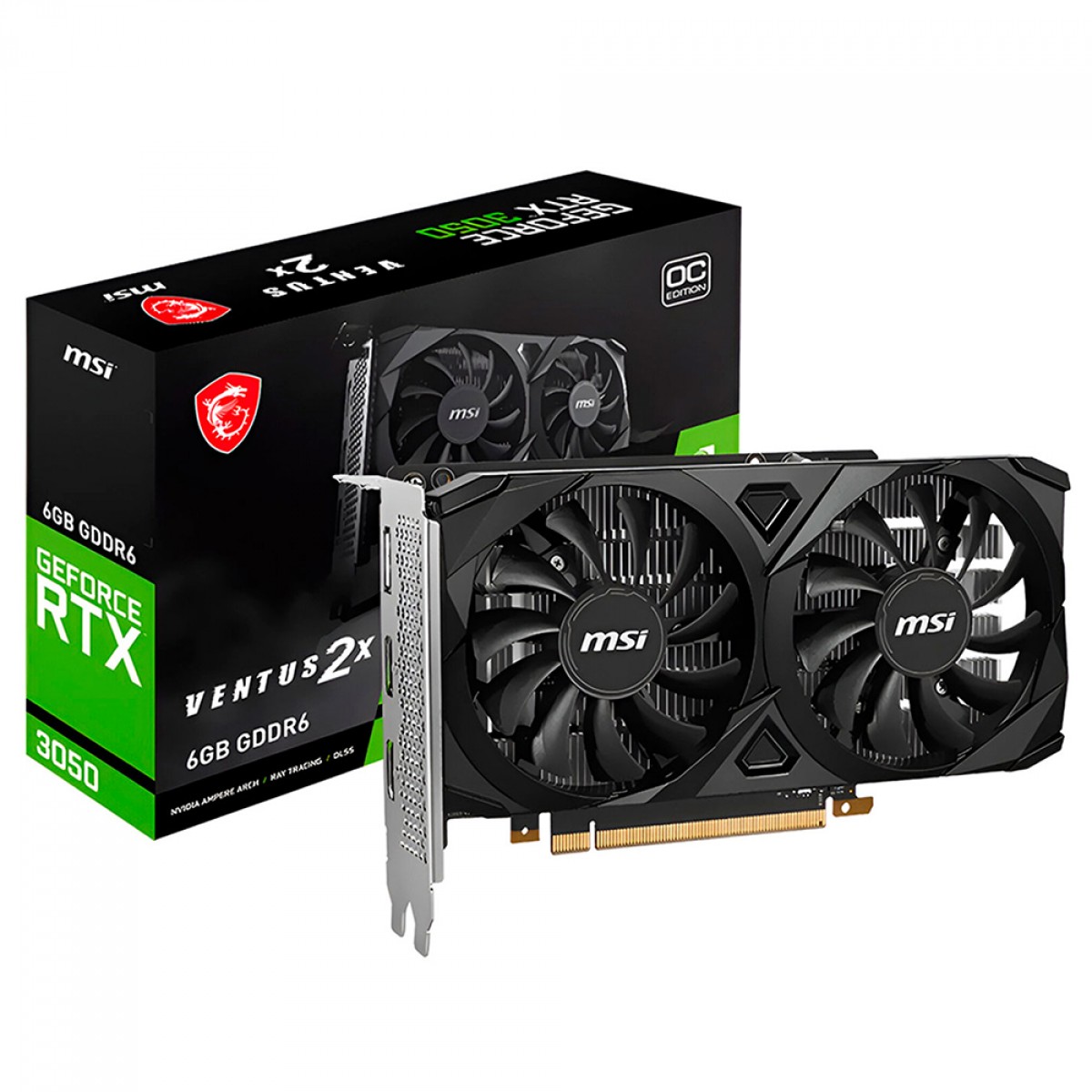 Placa de Vídeo MSI NVIDIA GeForce RTX 3050 VENTUS 2X OC, 6GB GDDR6, DLSS,  Ray Tracing,