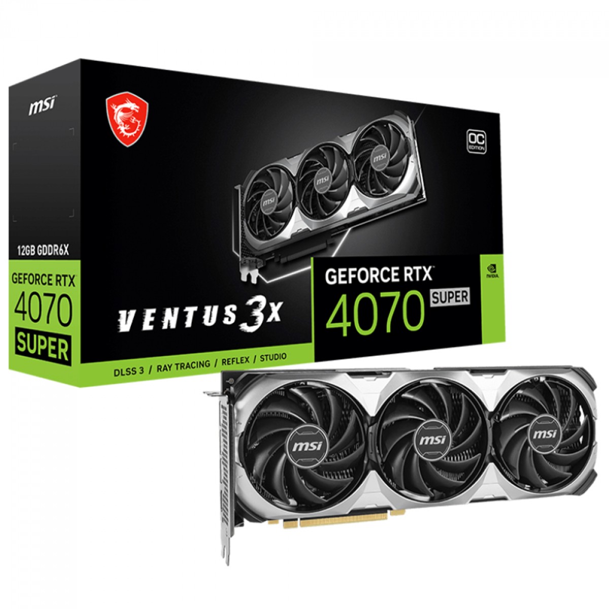 美品MSI RTX4070 Ti SUPER VENTUS VENTUS 3X Placa De Vídeo MSI NVIDIA GeForce RTX 4070 Super Ventus 3X OC