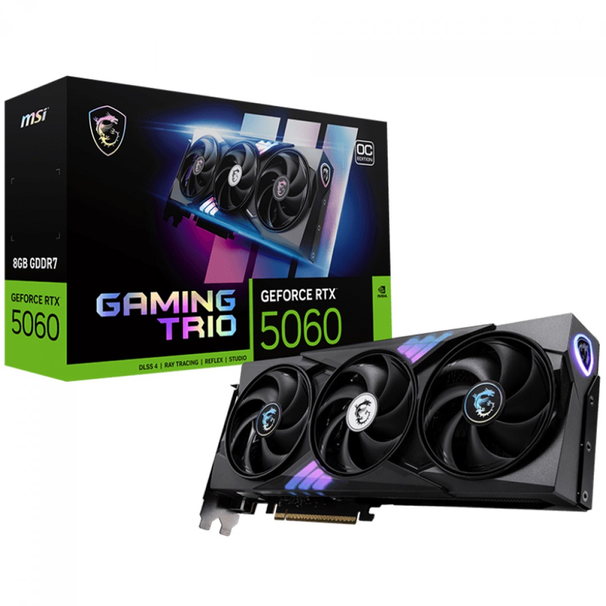 Placa de Vídeo MSI NVIDIA GeForce RTX 5060 Gaming Trio OC, 8GB, GDDR7, DLSS, Ray Tracing, 912-V537-021