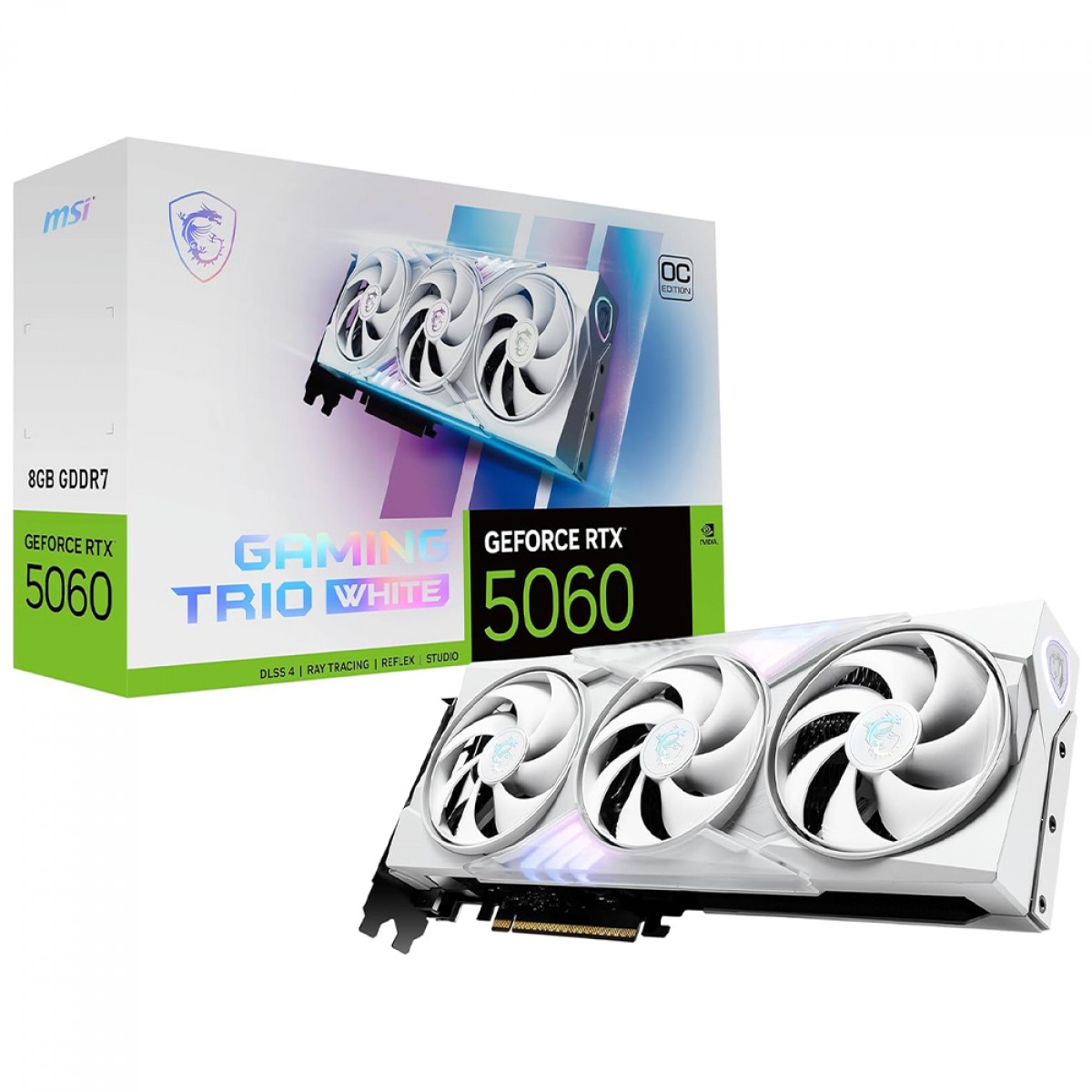 Placa de Vídeo MSI NVIDIA GeForce RTX 5060 Gaming Trio OC White, 8GB, GDDR7, DLSS, Ray Tracing, G5060-8GTCW