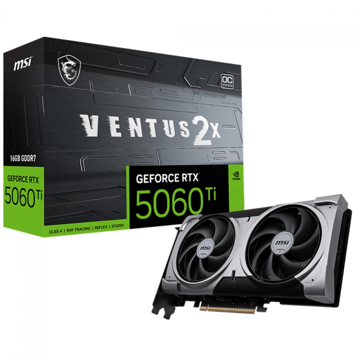 Placa de Vídeo MSI NVIDIA GeForce RTX 5060 Ti Ventus 2X OC Plus, 16GB, GDDR7, DLSS, Ray Tracing, 912-V535-005