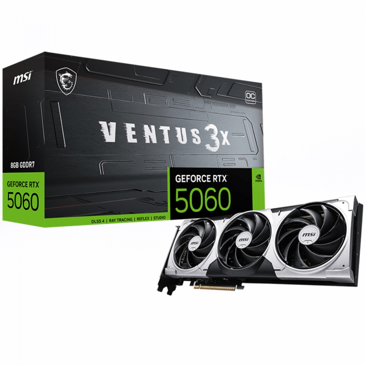 Placa de Vídeo MSI NVIDIA GeForce RTX 5060 Ventus 3X OC, 8GB, GDDR7, DLSS, Ray Tracing, G5060-8V3C