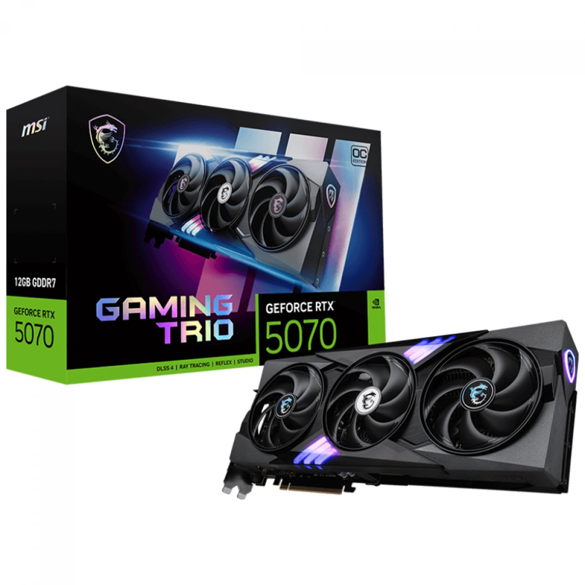 Placa de Vídeo MSI NVIDIA GeForce RTX 5070 Gaming Trio OC, 12GB, GDDR7, DLSS, Ray Tracing, G5070-12GTC