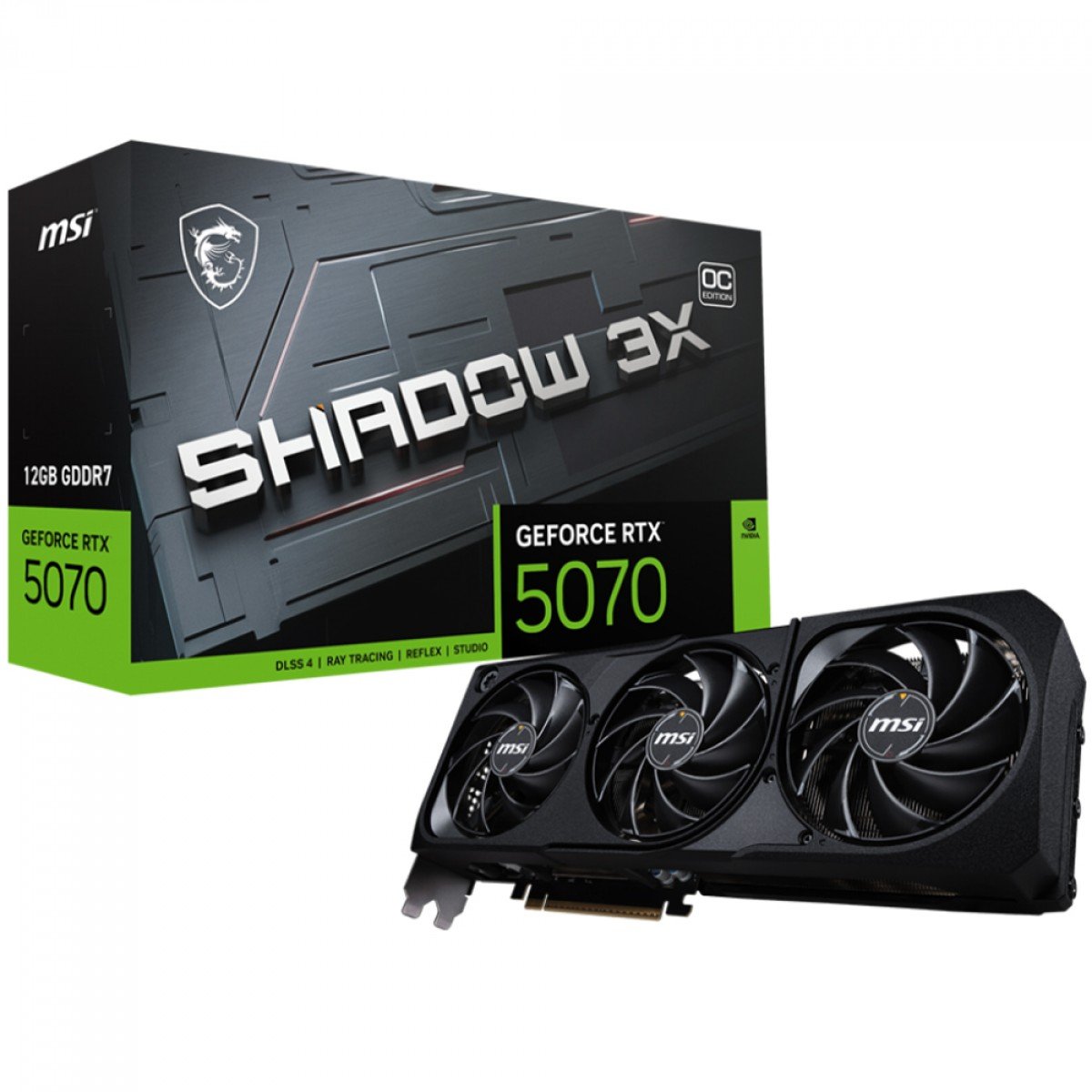 Placa de Vídeo MSI NVIDIA GeForce RTX 5070 Shadow 3X OC, 12GB, GDDR7, DLSS, Ray Tracing