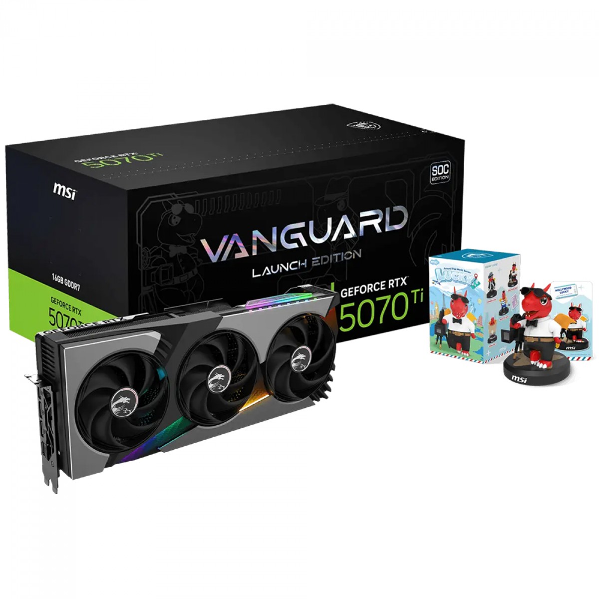 Placa de Vídeo MSI NVIDIA GeForce RTX 5070 TI Vanguard SOC Launch Edition, 16GB, GDDR7, DLSS, Ray Tracing, G507T-16VGSL