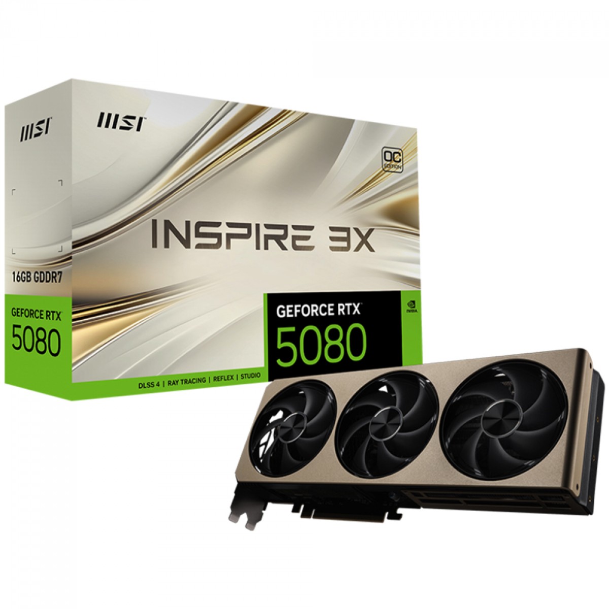 Placa de Vídeo MSI NVIDIA GeForce RTX 5080 Inspire 3X OC, 16GB, GDDR7, DLSS, Ray Tracing, G5080-16I3C