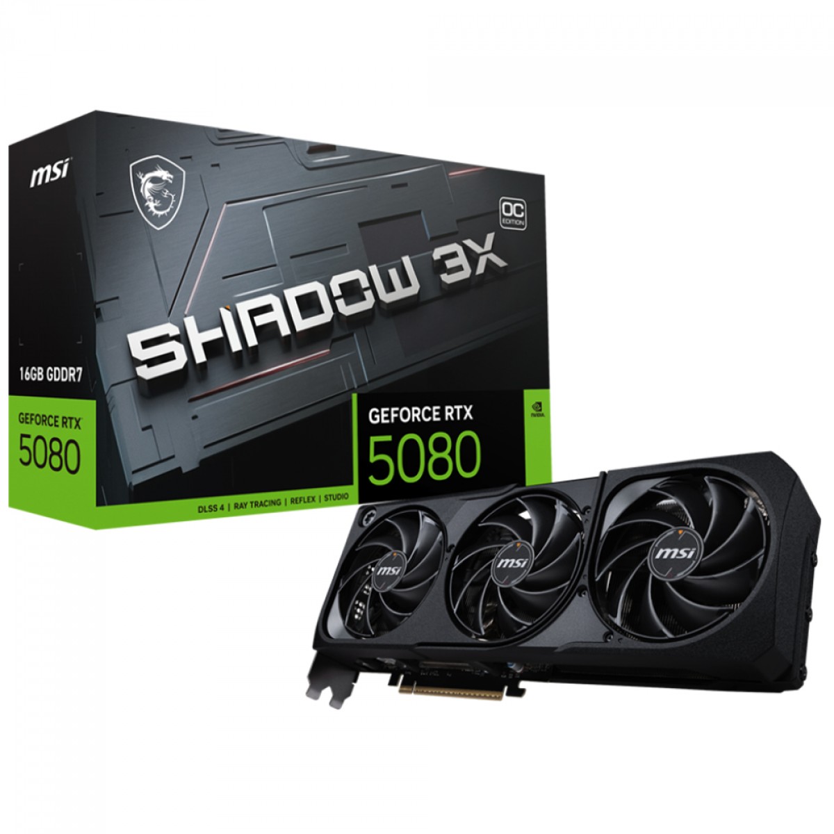 Placa de Vídeo MSI NVIDIA GeForce RTX 5080 Shadow 3X OC, 16GB, GDDR7, DLSS, Ray Tracing, G5080-16S3C