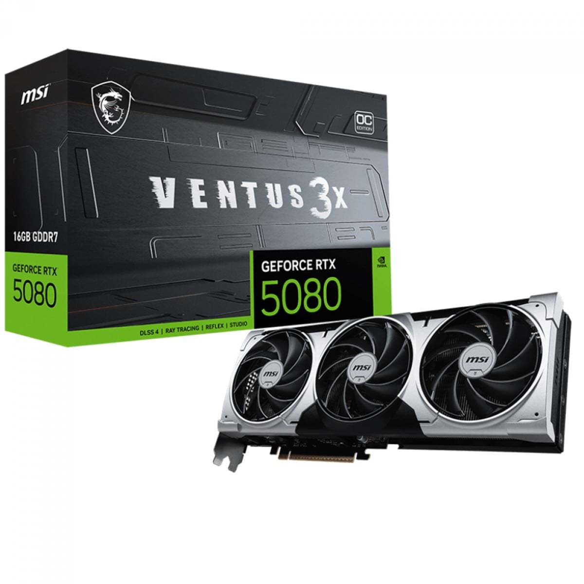 Placa de Vídeo MSI NVIDIA GeForce RTX 5080 Ventus 3X OC Plus, 16GB, GDDR7, DLSS, Ray Tracing, G5080-16V3CP