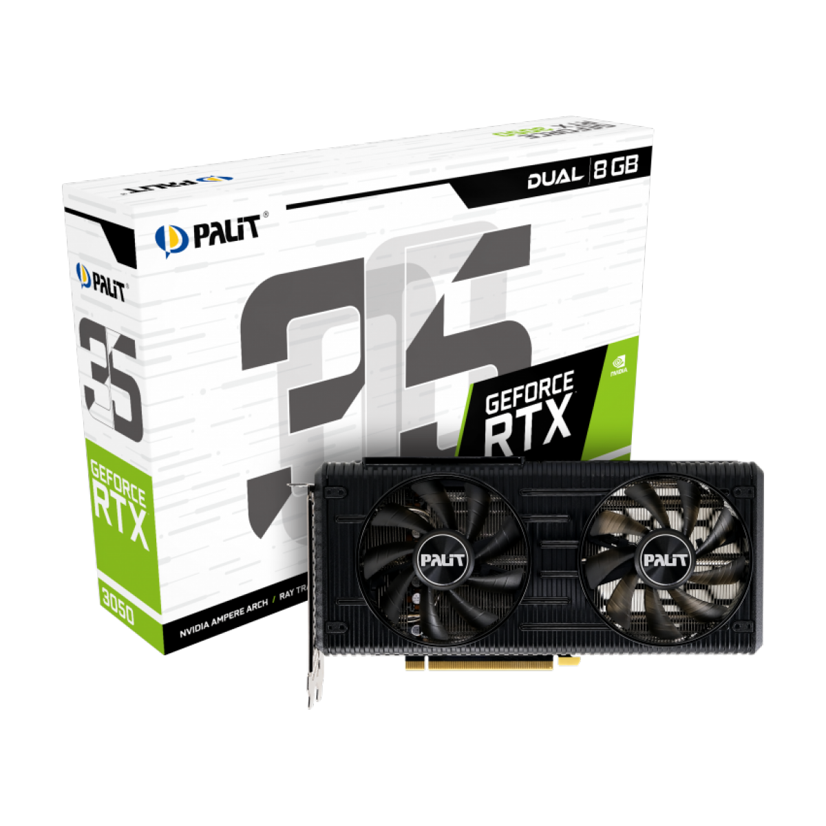 Placa De Vídeo Palit GeForce RTX 3050 Dual, LHR, 8GB, GDDR6, DLSS, Ray Tracing, NE63050019P1-190AD