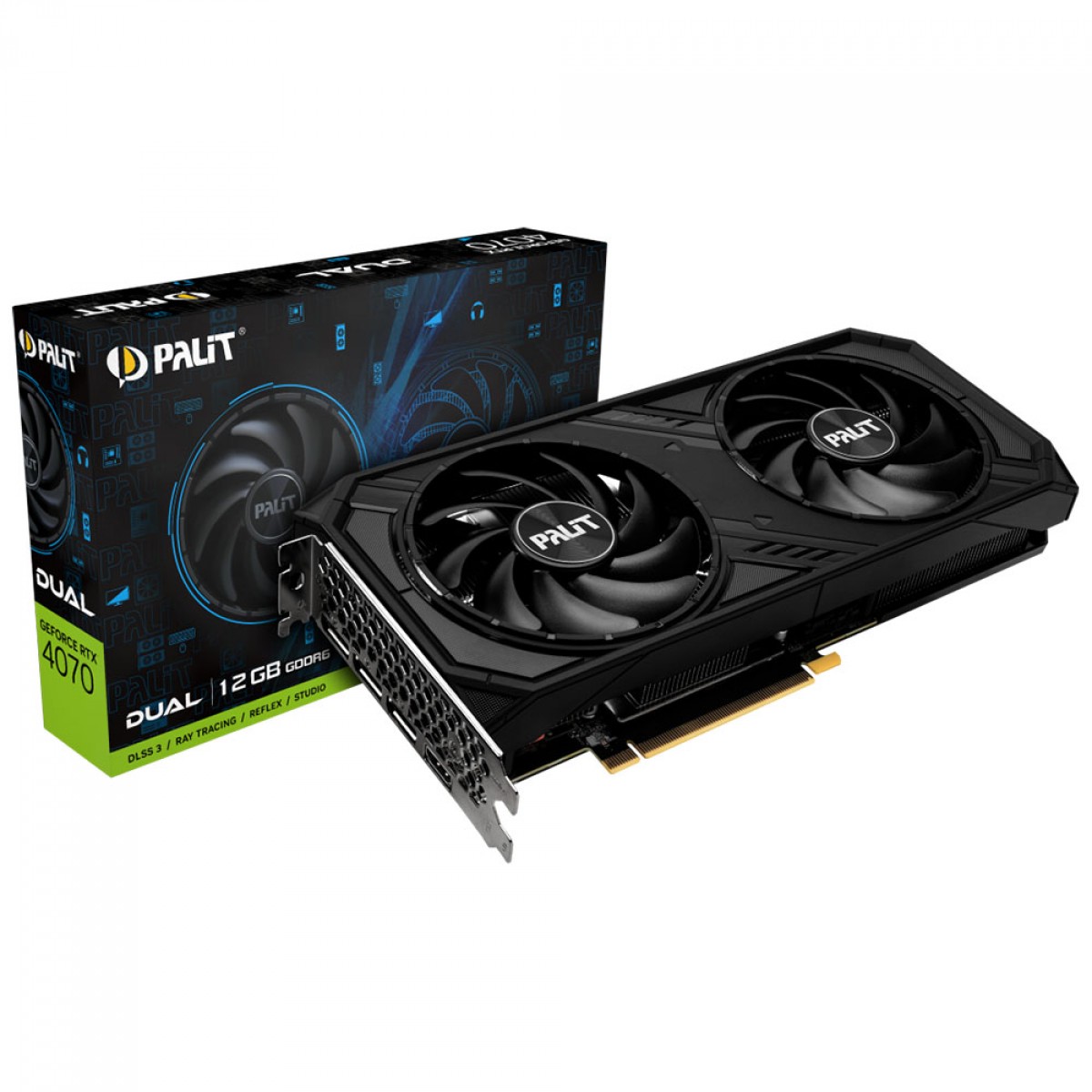 Placa de Vídeo Palit GeForce RTX 4070 Dual, 12GB, GDDR6, DLSS, Ray