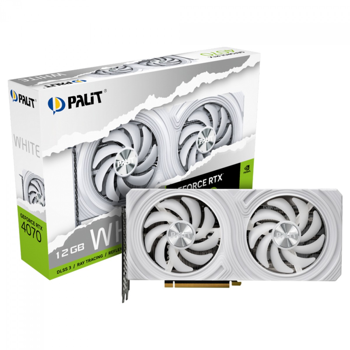 Placa de Vídeo Palit GeForce RTX 4070 White, 12GB, GDDR6X, DLSS, Ray Tracing, NED4070019K9-1047L