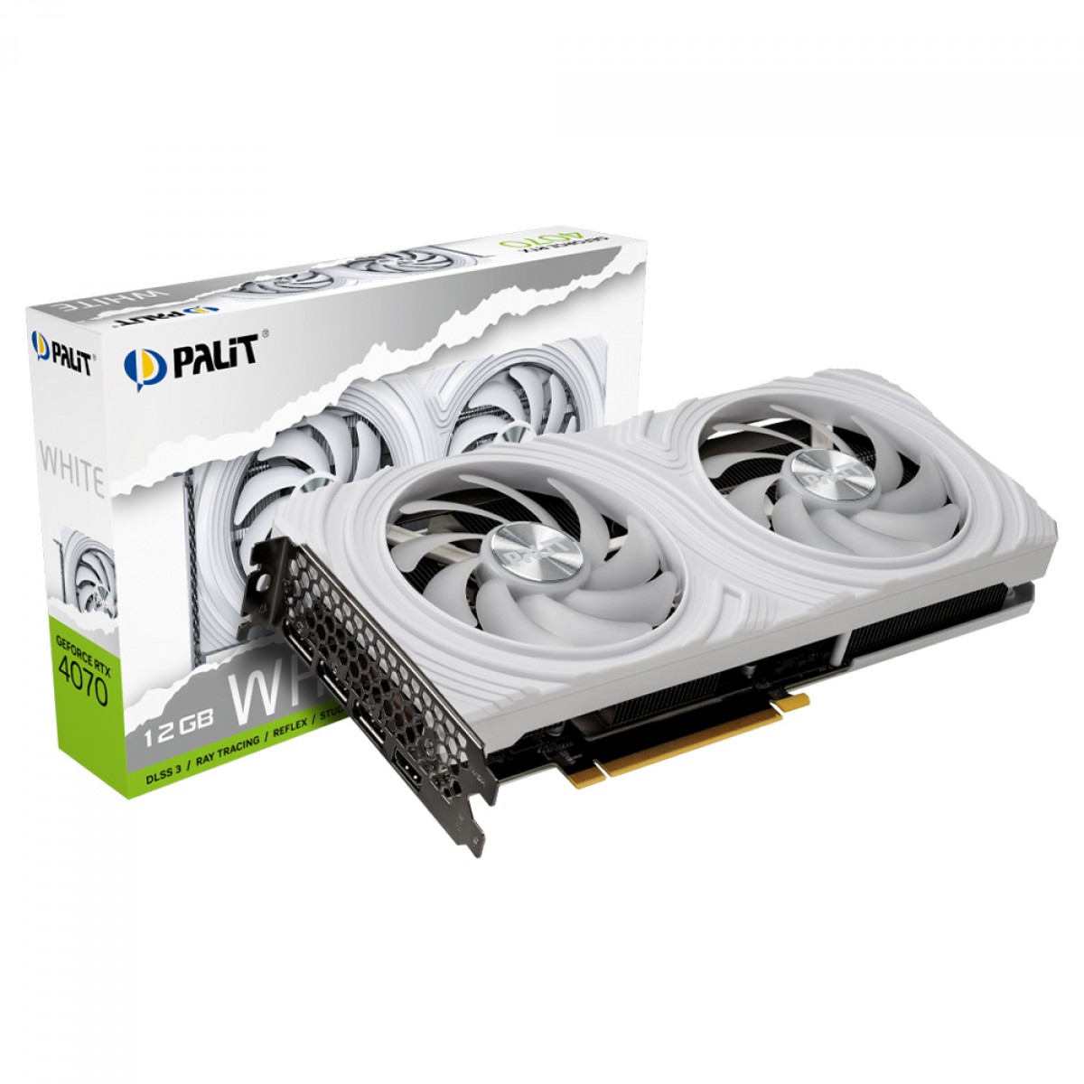 Placa de Vídeo Palit GeForce RTX 4070 White, 12GB, GDDR6X, DLSS, Ray Tracing, NED4070019K9-1047L