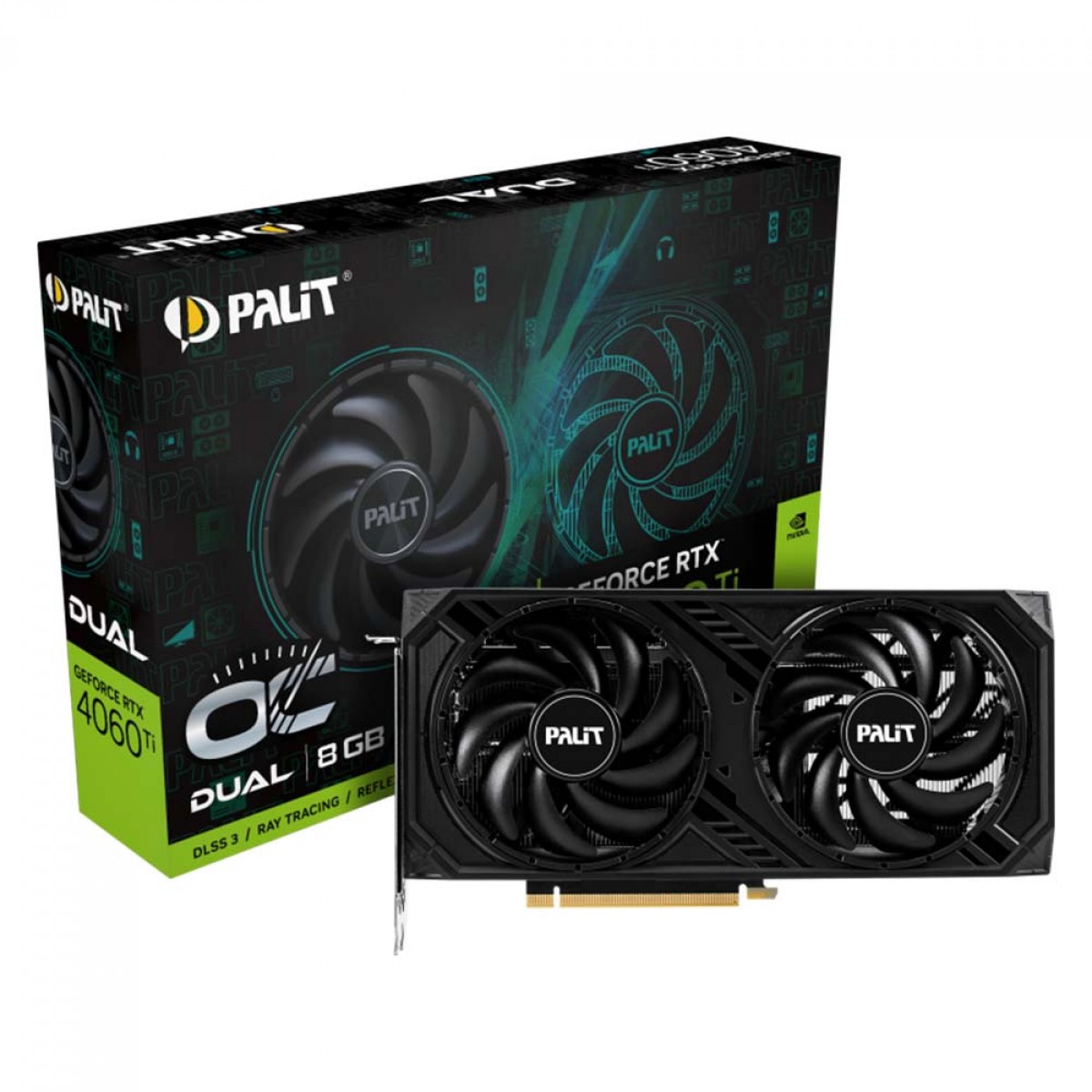 Placa de Vídeo Palit NVIDIA GeForce RTX 4060 Ti Dual, OC, 8GB, GDDR6, DLSS, Ray Tracing, NE6406TT19P1-1060D