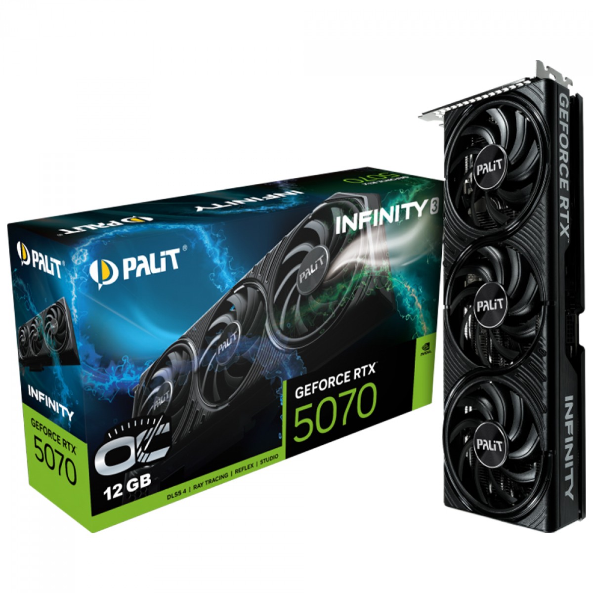 Placa de Vídeo Palit NVIDIA GeForce RTX 5070 Infinity 3 OC, 12GB, GDDR7, DLSS, Ray Tracing, NE75070S19K9-GB2050S
