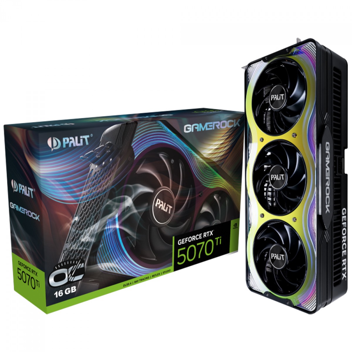 Placa de Vídeo Palit NVIDIA GeForce RTX 5070 Ti GameRock OC, 16GB, GDDR7, DLSS, Ray Tracing, NE7507TH19T2-GB2030G 