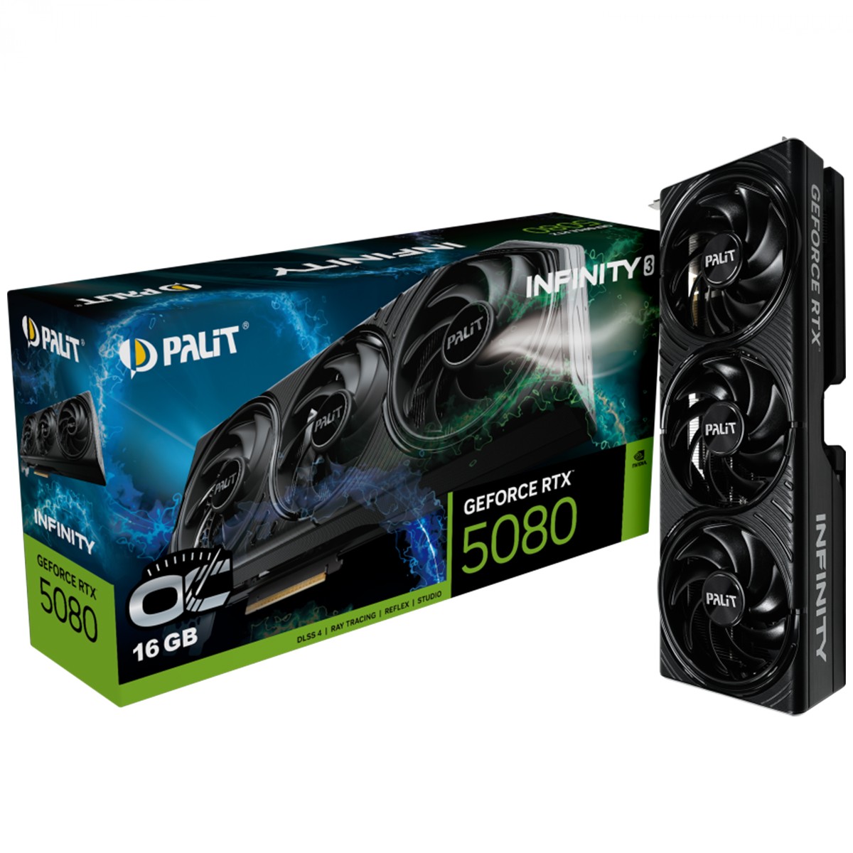 Placa de Vídeo Palit NVIDIA GeForce RTX 5080 Infinity 3 OC, 16GB, GDDR7, DLSS, Ray Tracing, NE75080U19T2-GB2035S