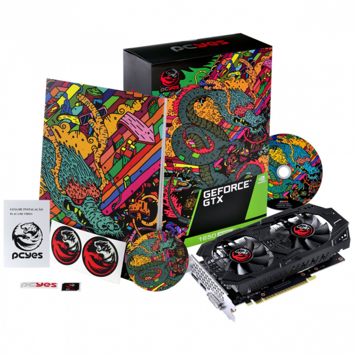 Placa de Vídeo PCyes GeForce GTX 1650 Super Graffiti Series, 4GB GDDR6, 128Bit, PA16504DR6128FS