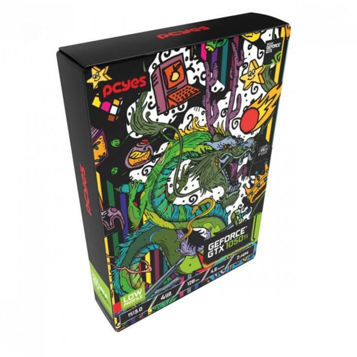 Placa de Vídeo PCYES NVIDIA GeForce GTX 1050 TI, 4GB, GDDR5, 128-Bit, Low Profile, Graffiti Series, PVGTX1050TILP4GB