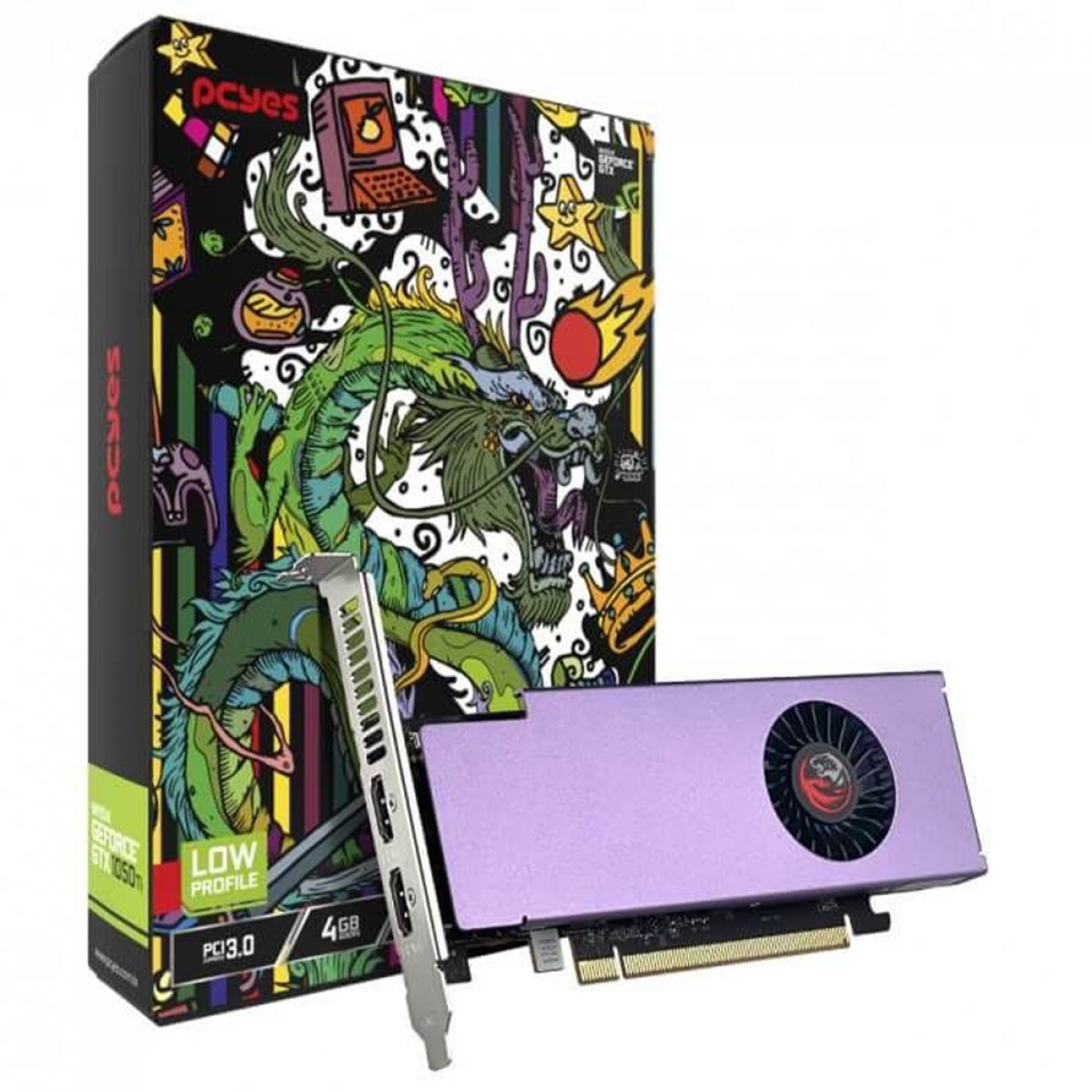 Placa de Vídeo PCYES NVIDIA GeForce GTX 1050 TI, 4GB, GDDR5, 128-Bit, Low Profile, Graffiti Series, PVGTX1050TILP4GB