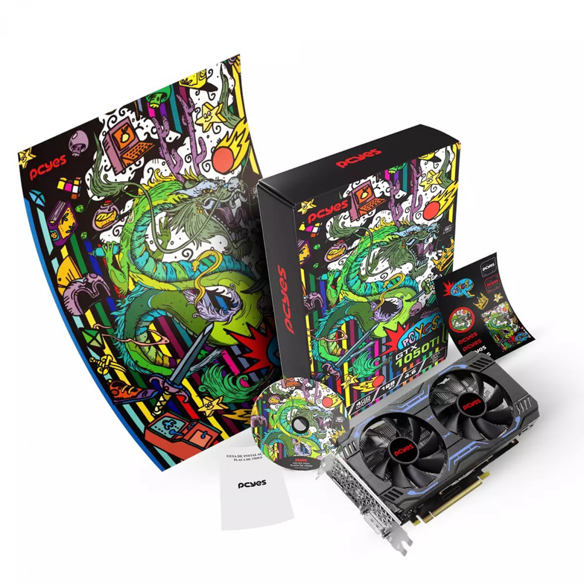 Placa de Vídeo PCYES NVIDIA GeForce GTX 1050 Ti, 4GB, GDDR5, 128 Bit, PVGTX1050TI4GBR5128