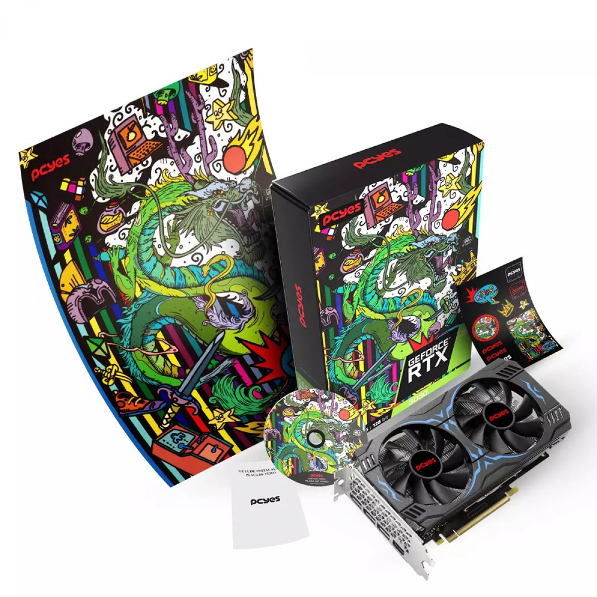 Placa de Vídeo PCYES NVIDIA GeForce RTX 3050, 8GB, GDDR6, 128Bit, PVRTX30508GB