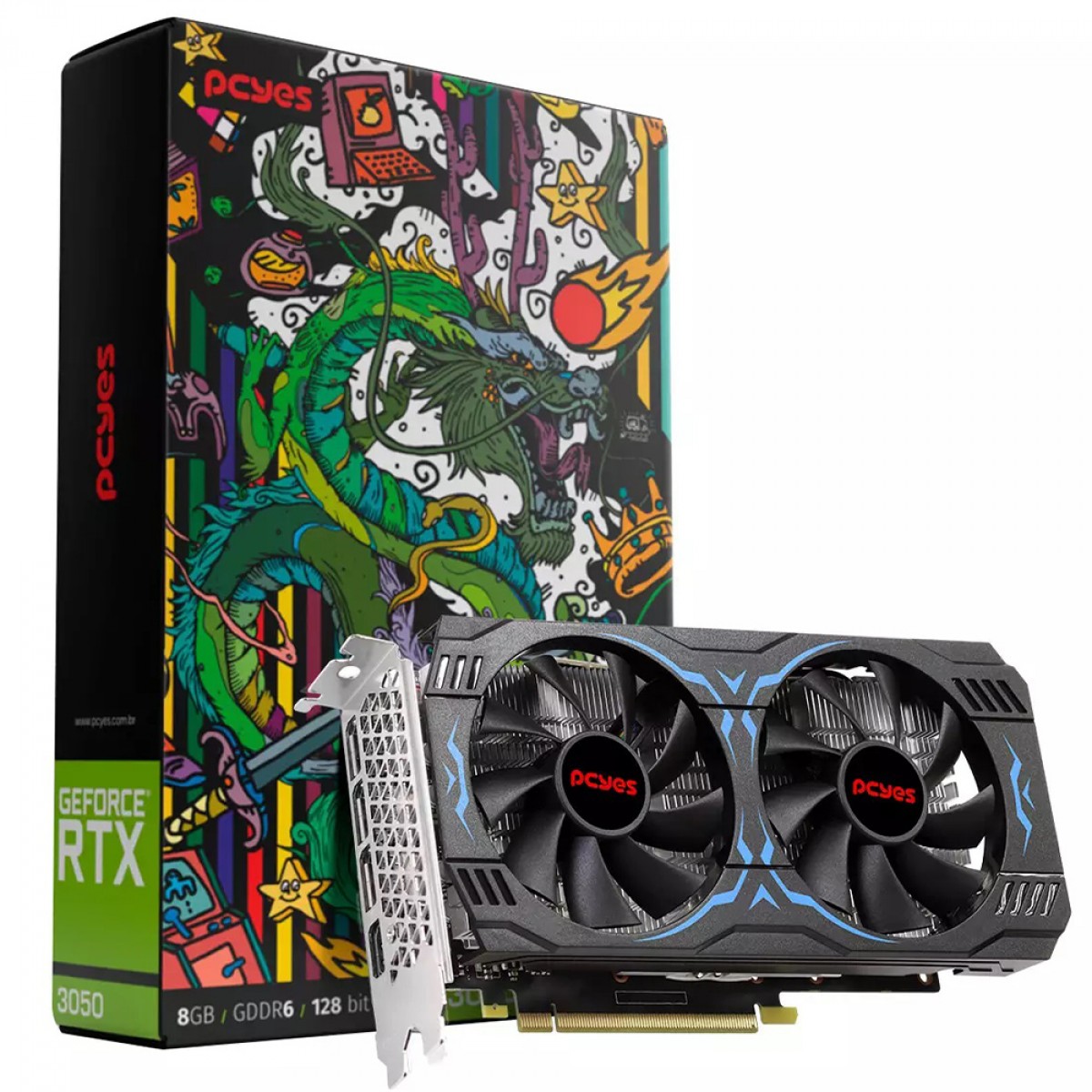 Placa de Vídeo PCYES NVIDIA GeForce RTX 3050, 8GB, GDDR6, 128Bit, PVRTX30508GB