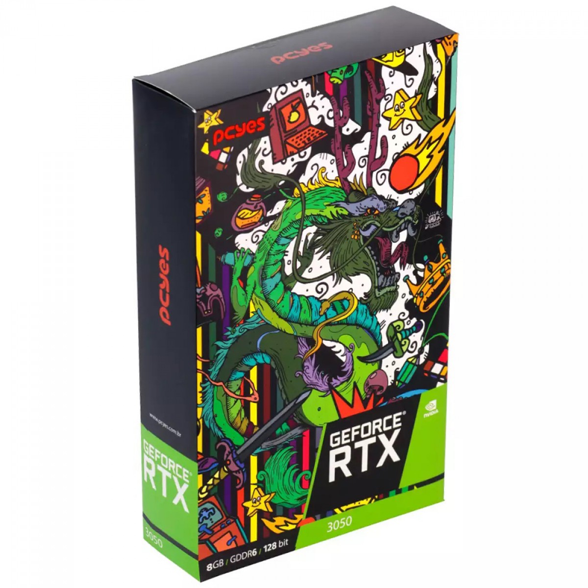 Placa de Vídeo PCYES NVIDIA GeForce RTX 3050, 8GB, GDDR6, 128Bit, PVRTX30508GB