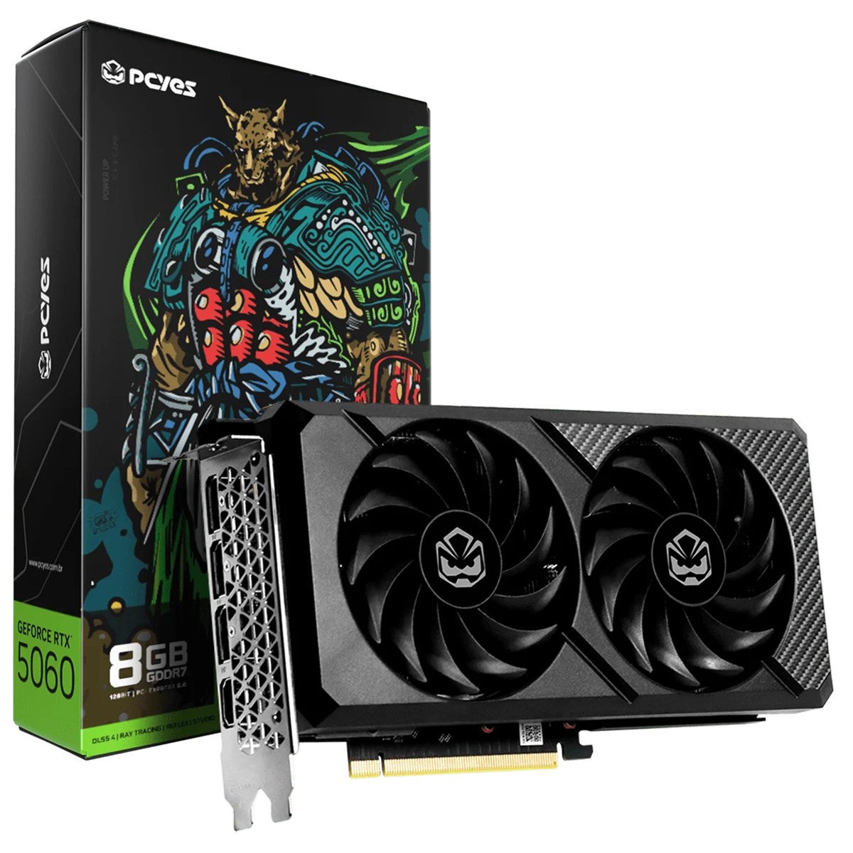 Placa de Vídeo PCYES NVIDIA GeForce RTX 5060, 8GB, GDDR7, DLSS, Ray Tracing, PVRTX5060B2F128